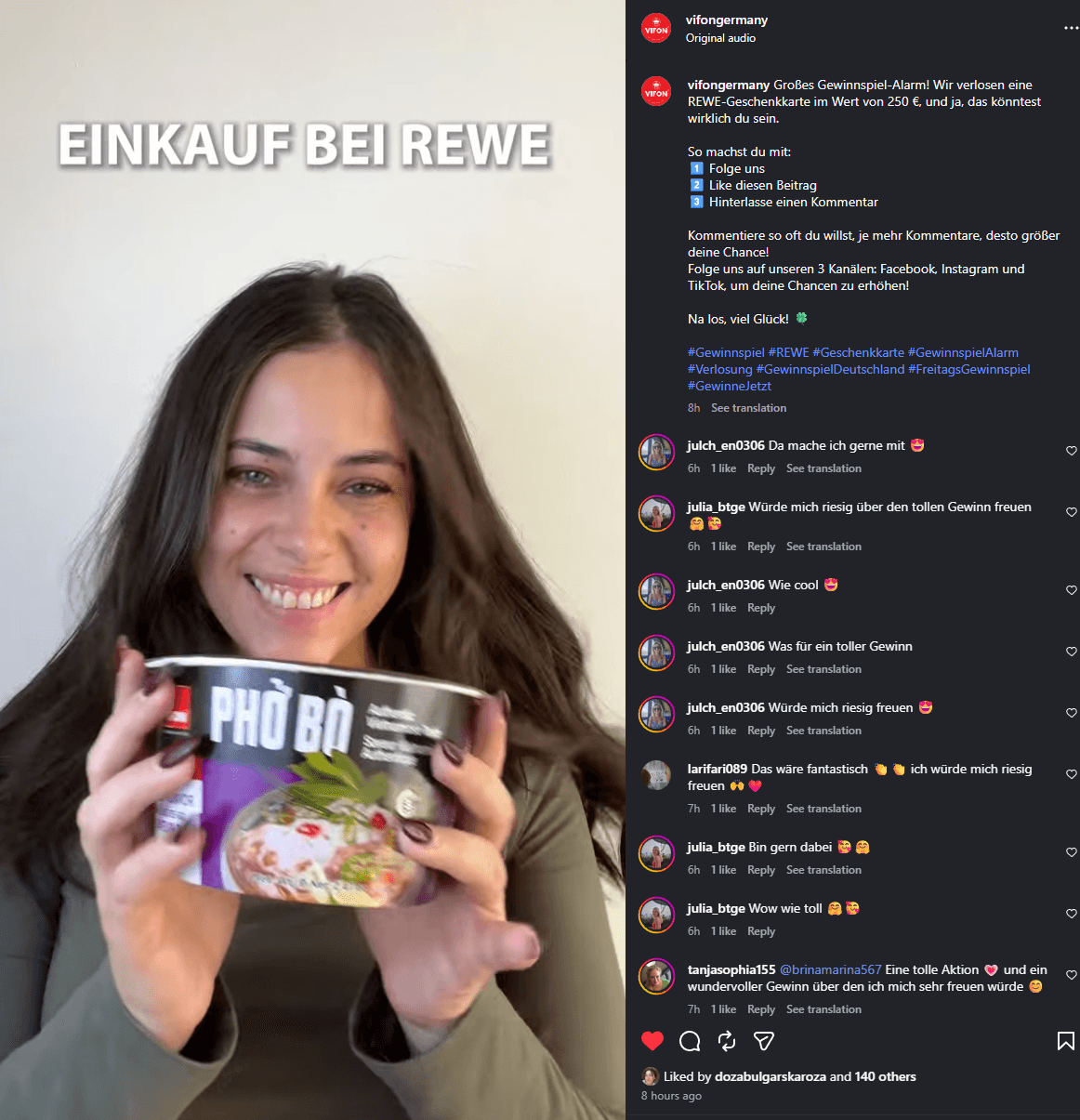 VIFON Germany Instagram content performance